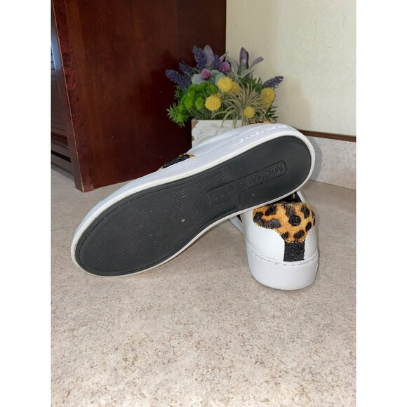 Michael Kors Irving Leopard Print Calf Hair and Leather Stripe Sneaker Size 7 gl - Picture 7 of 10